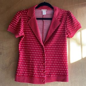 Red Polka dot knit top